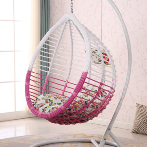 Rattan Swivel Ball Chair Double Seat Hanging Egg Swing Chair Metal Stand Color Optional Garden Furniture Rattan