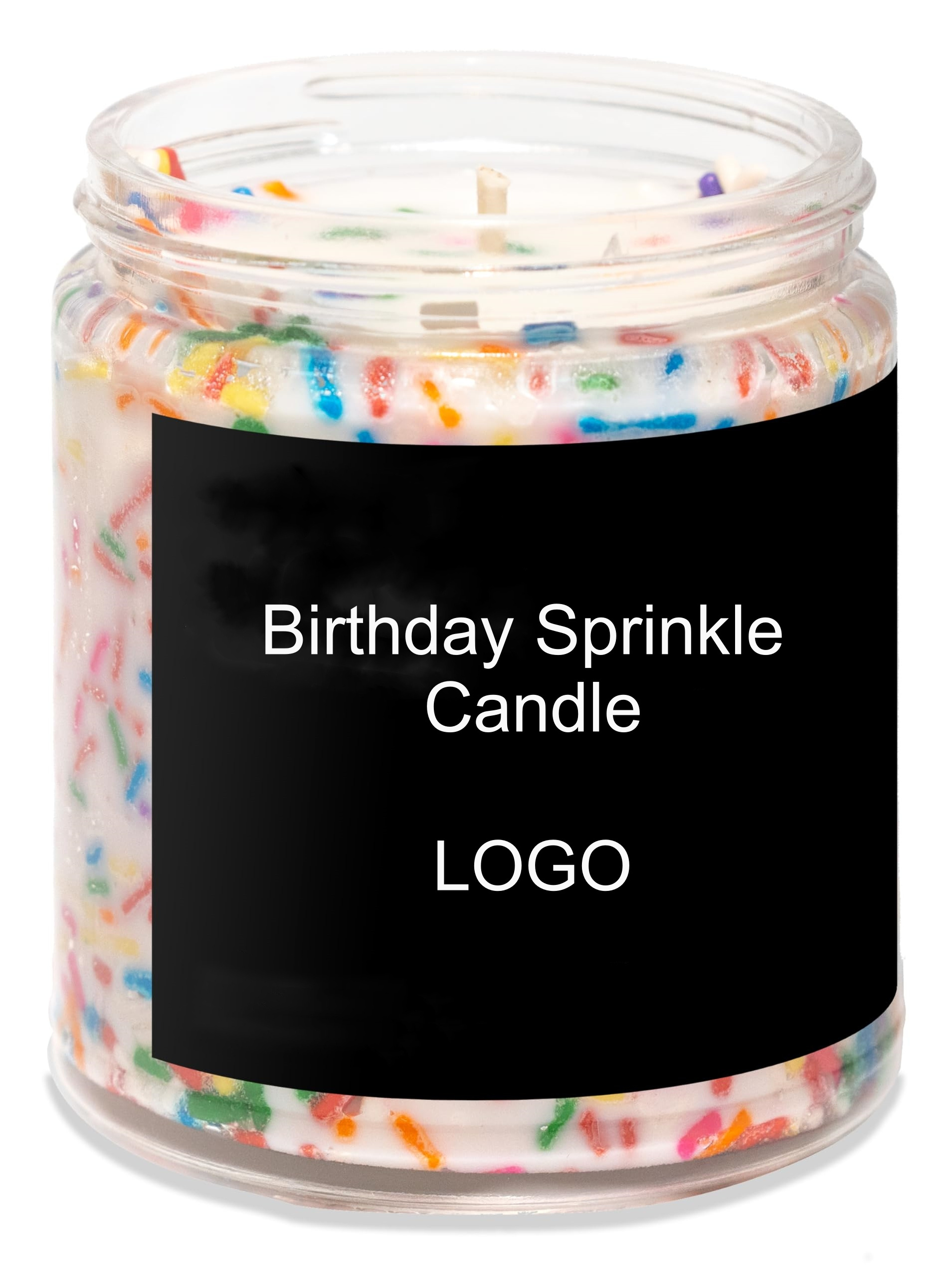 OEM Customized Sugar Needles Natural 9oz Soy Wax Scented Candles Party Favors Sprinkles Happy Birthday Cake Soy Scented Candle