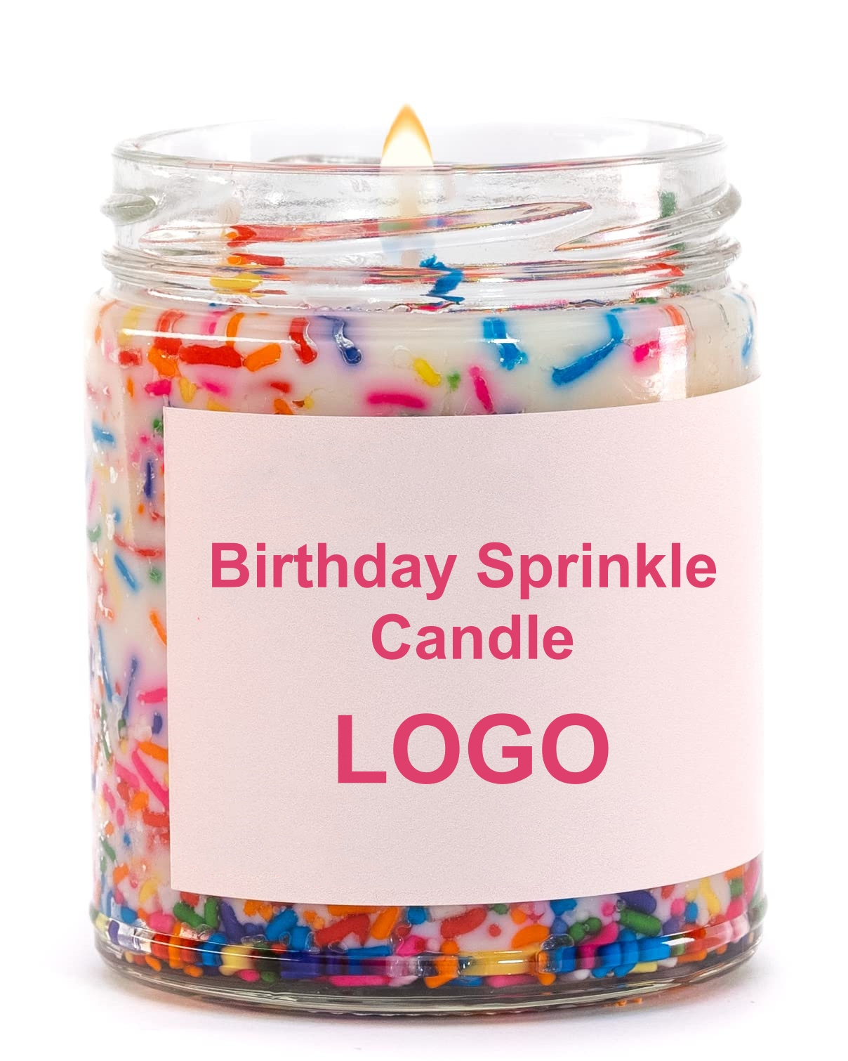 OEM Customized Sugar Needles Natural 9oz Soy Wax Scented Candles Party Favors Sprinkles Happy Birthday Cake Soy Scented Candle