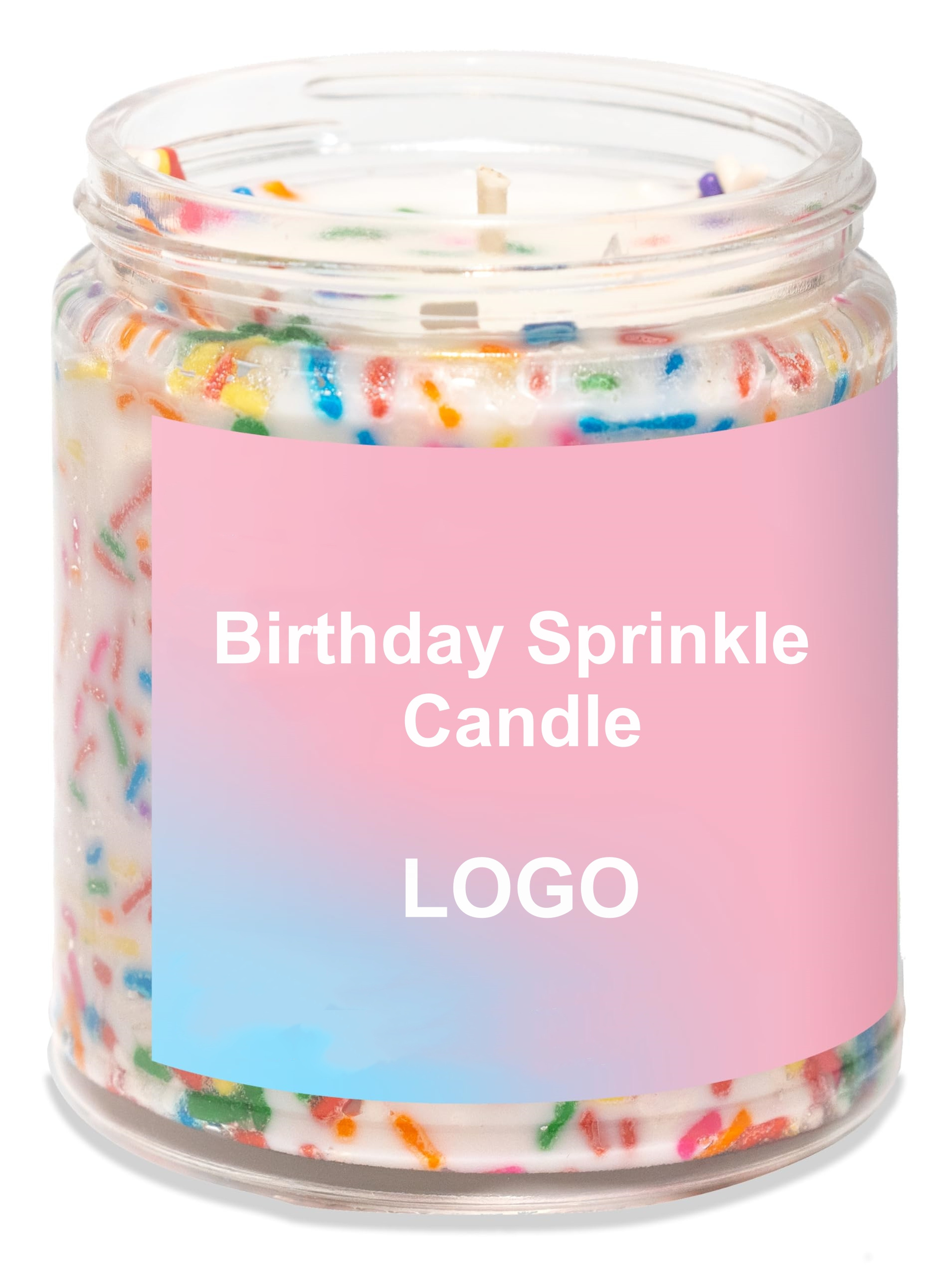 OEM Customized Sugar Needles Natural 9oz Soy Wax Scented Candles Party Favors Sprinkles Happy Birthday Cake Soy Scented Candle