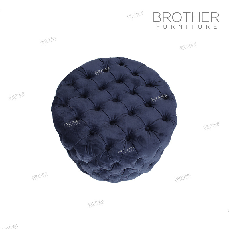 Wholesale sofa set living room furniture round memory fabric velvet chair with velvet ottoman