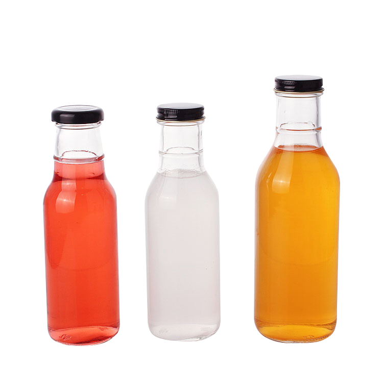 Wholesale Grade Clear Round Empty Juice Milk Soda Glass Bottle with Metal Customised Beverage Metal Carton Metal Lid Daily Life