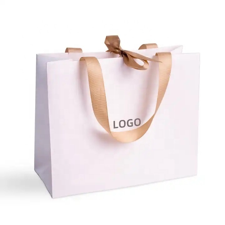 Luxury brand custom logo shoe boutique pink packaging gift paper shopping bag for clothes