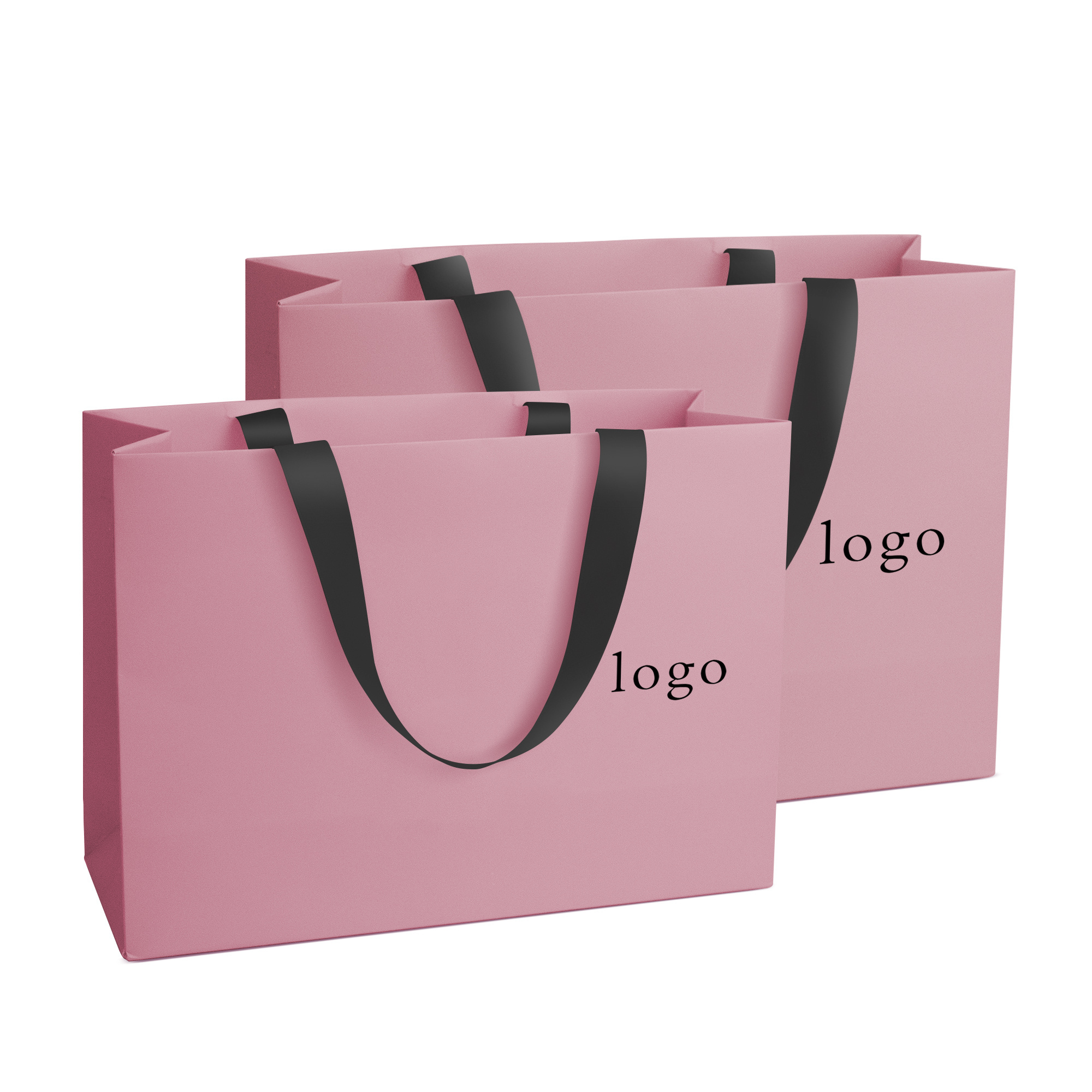 Luxury brand custom logo shoe boutique pink packaging gift paper shopping bag for clothes