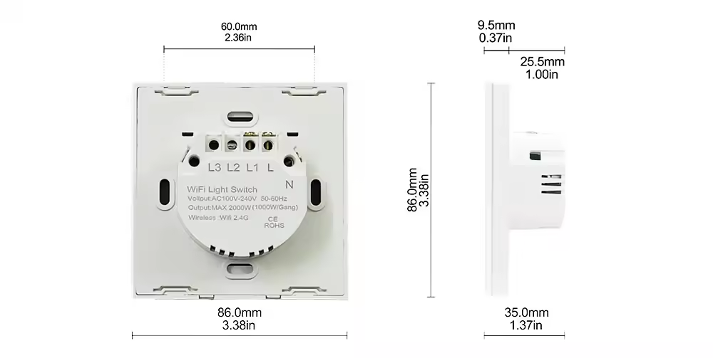 EU 1234 Gang  Smart Switch With Neutral Required Smart Home Touch Wall Light Switch Glass Panel Pc Frame