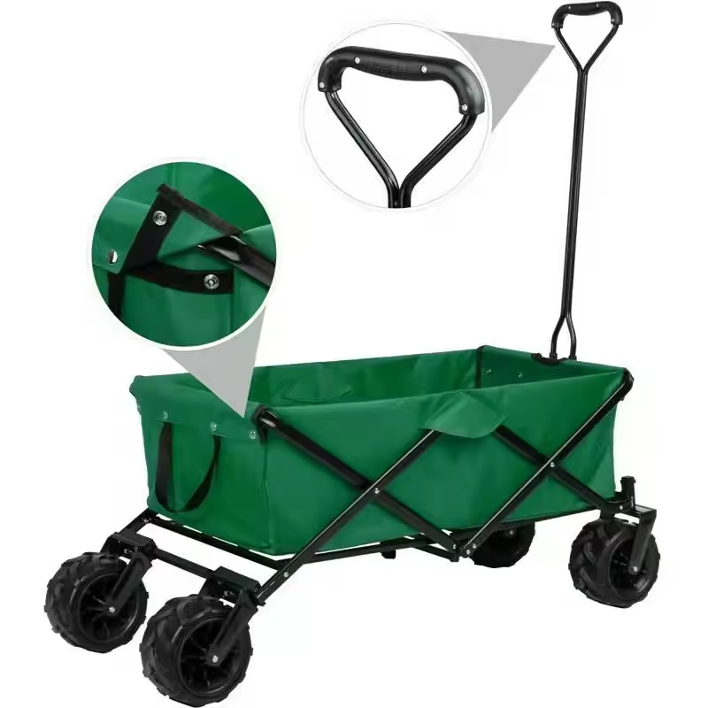 New Design Outdoor Camping Foldable Trolley Wagon Cart Adjustable Handle Folding Wagon Cart With Removable Canopy