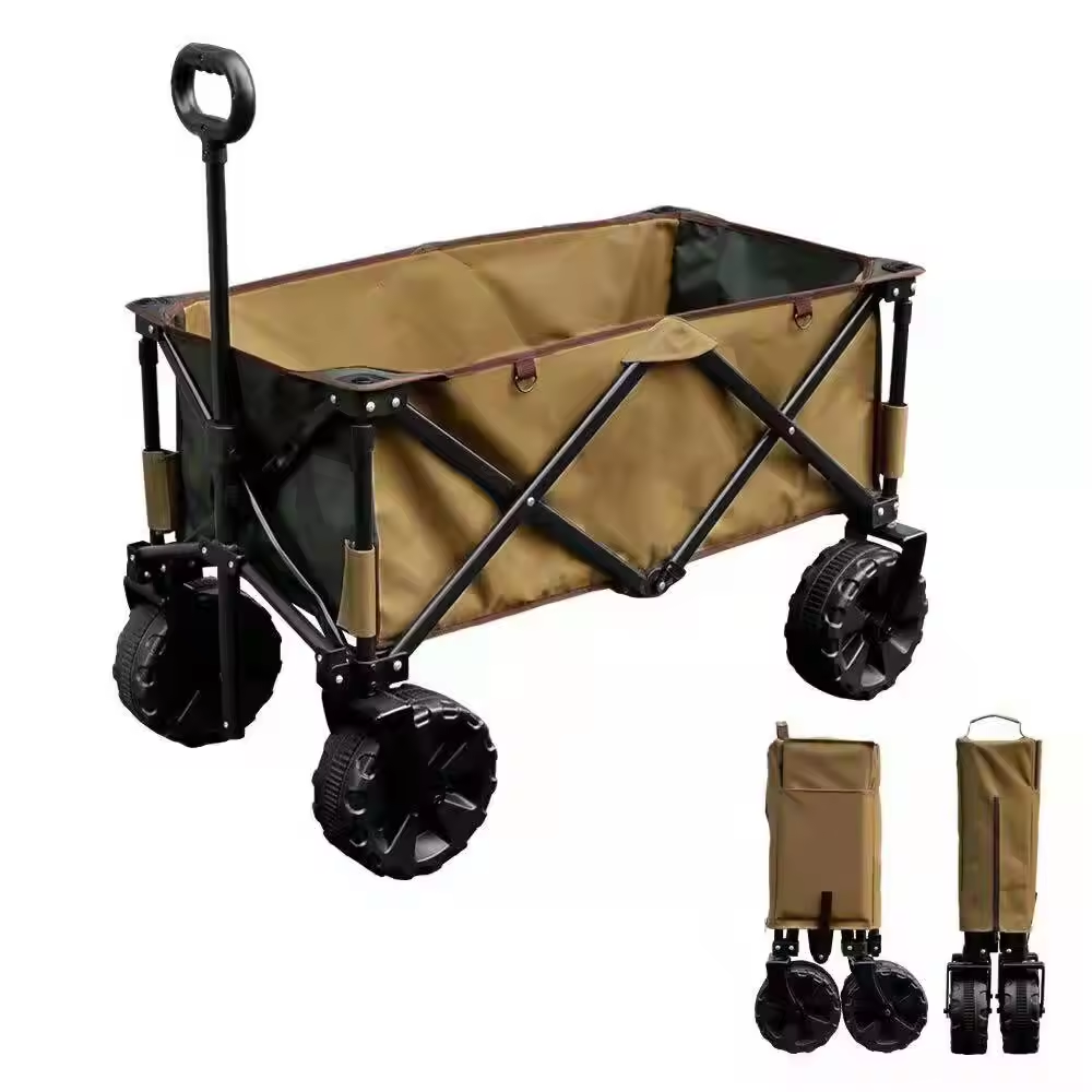 New Design Outdoor Camping Foldable Trolley Wagon Cart Adjustable Handle Folding Wagon Cart With Removable Canopy