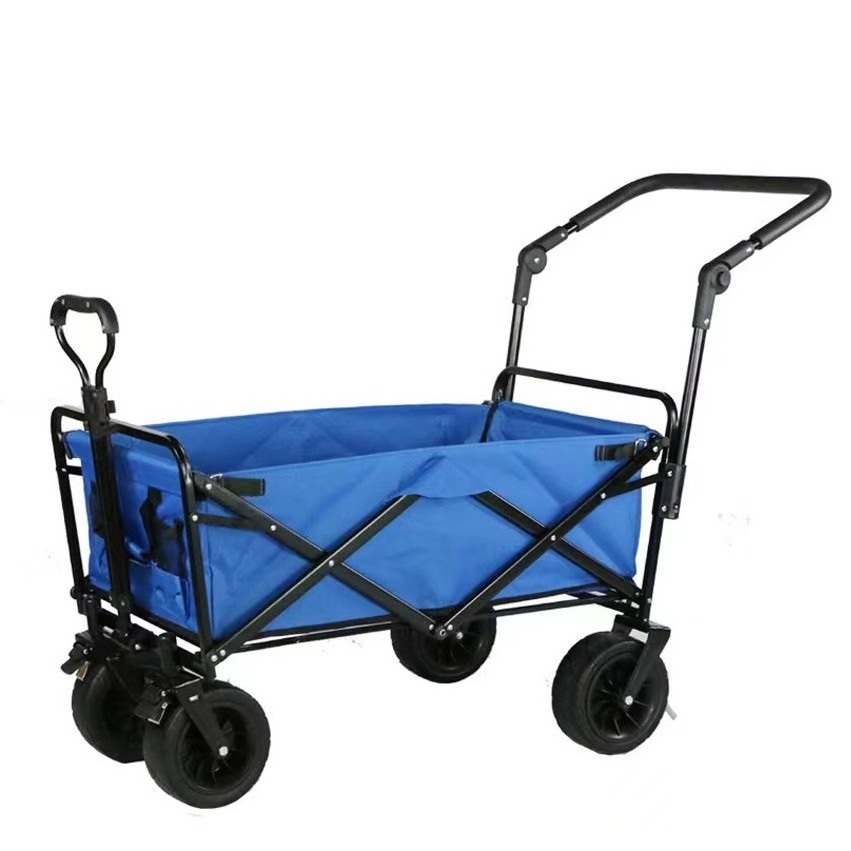 New Design Outdoor Camping Foldable Trolley Wagon Cart Adjustable Handle Folding Wagon Cart With Removable Canopy