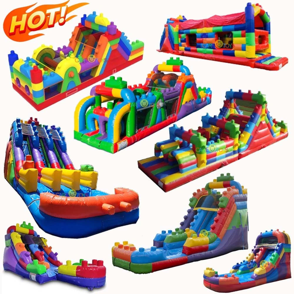 megablock party bricks bouncer moonwalk jumping castle bouncy inflatable slide combo block building bounce house 13x13