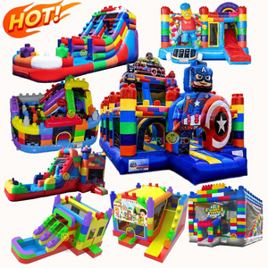 megablock party bricks bouncer moonwalk jumping castle bouncy inflatable slide combo block building bounce house 13x13