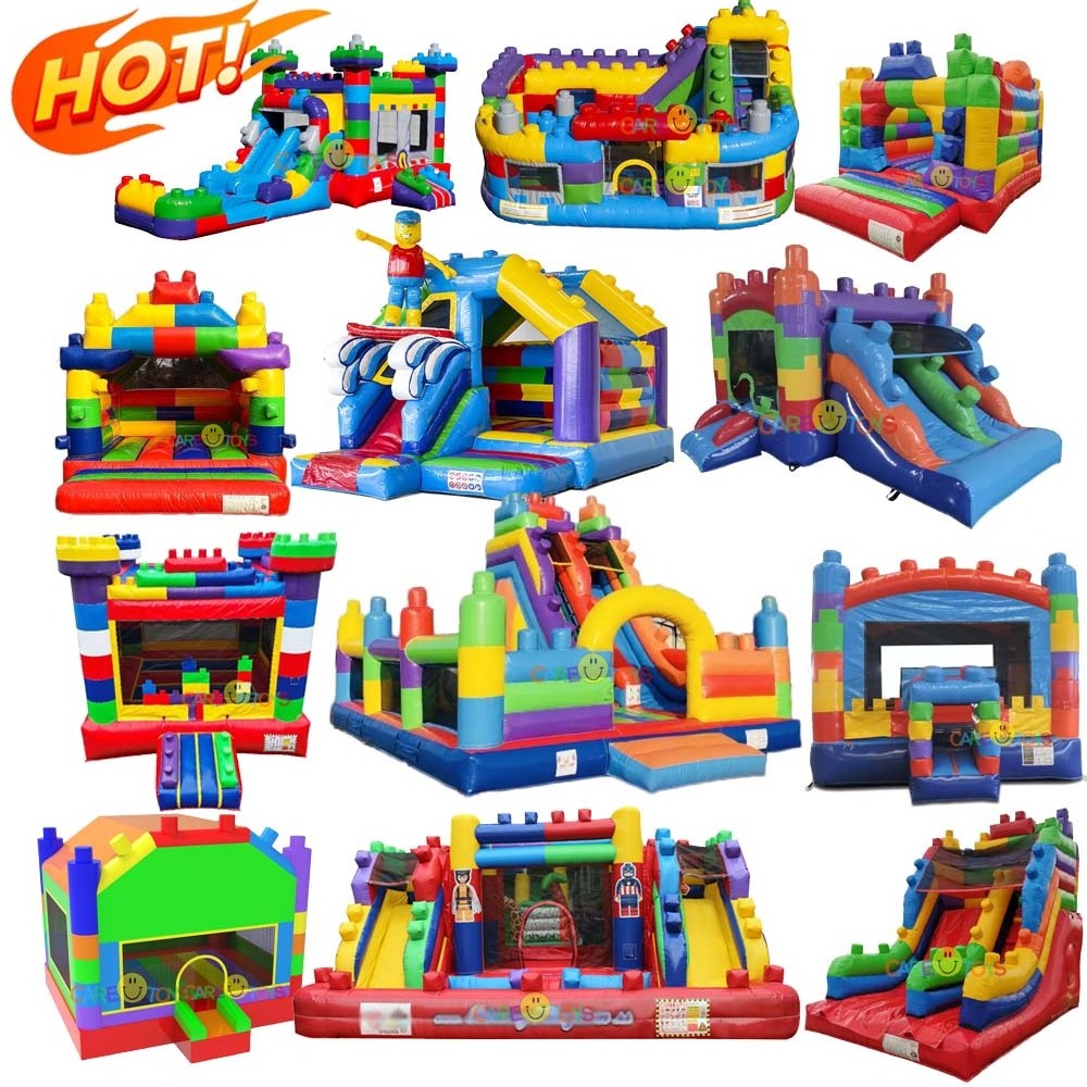 megablock party bricks bouncer moonwalk jumping castle bouncy inflatable slide combo block building bounce house 13x13