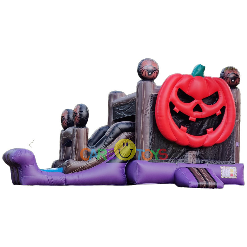 Halloween hunted pumpkin ghost bounce house with slide hallowmas jumping castle air jumper inflatable bouncer bouncy castle