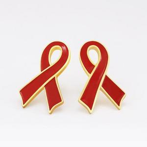 Gold Plating Ribbon Charms AIDS Enamel Pin Red Breast Cancer Awareness Pins