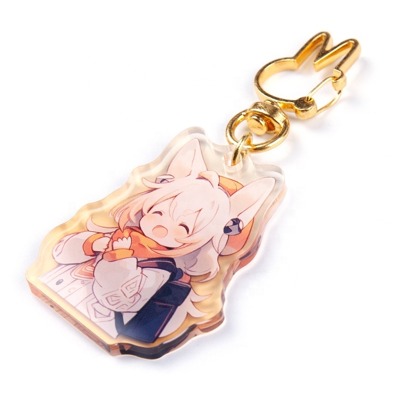 No Moq Cheap Acrylic Keychain Custom Bag Charms Double Sided With Polished Edges Anime Holographic Quicksand Keychain kpop