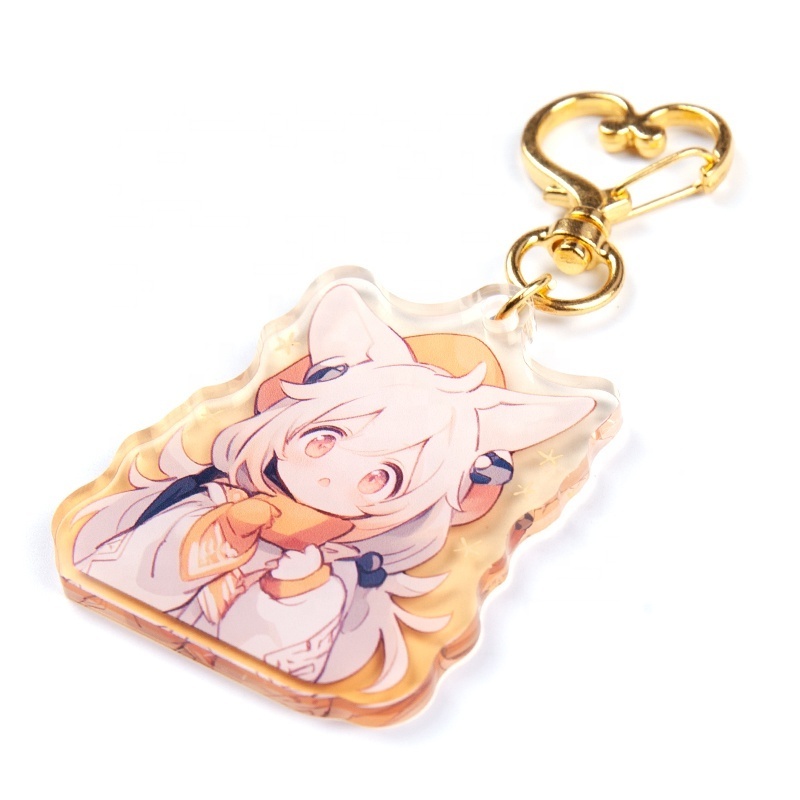 No Moq Cheap Acrylic Keychain Custom Bag Charms Double Sided With Polished Edges Anime Holographic Quicksand Keychain kpop