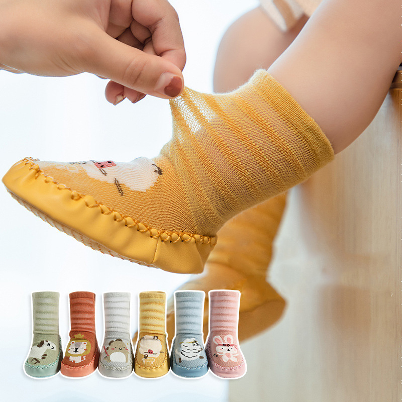 Summer Thin Baby Shoe Socks Non Slip Knitted Kids Slipper Socks Rubber Sole Toddler Baby Shoe Socks