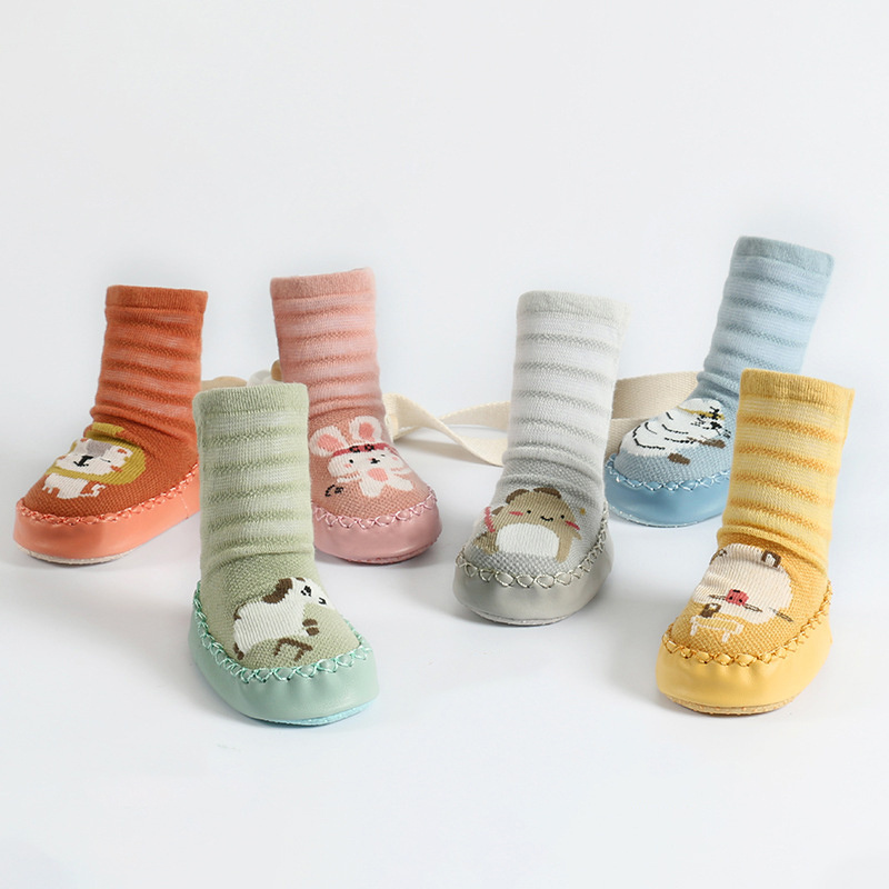 Summer Thin Baby Shoe Socks Non Slip Knitted Kids Slipper Socks Rubber Sole Toddler Baby Shoe Socks