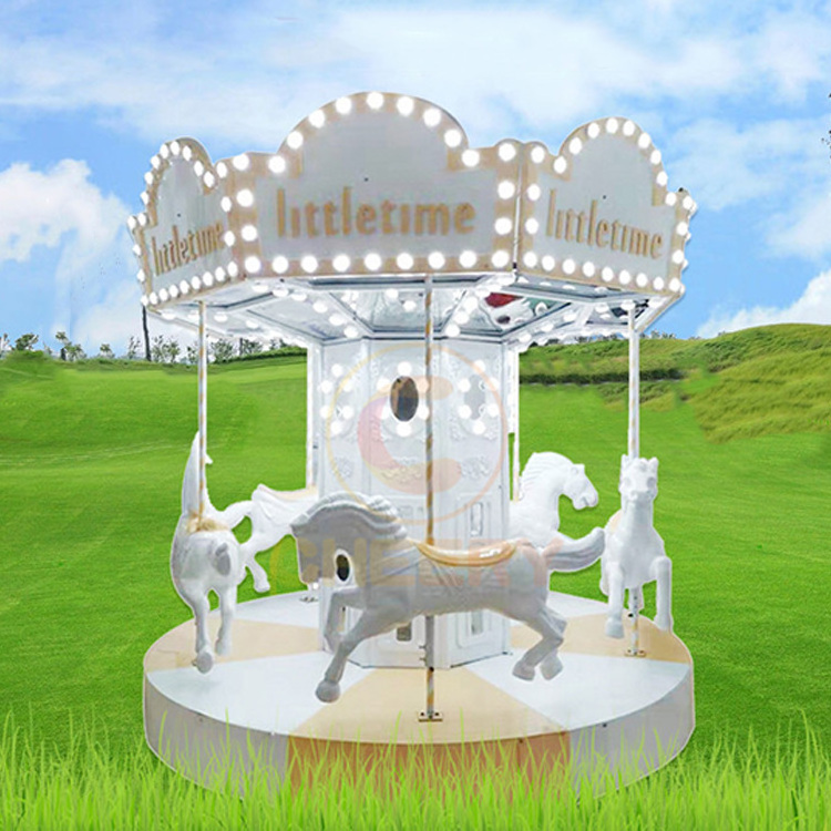 Fun indoor amusement park game kids carnival rides small portable mini carousel horse ride for sale