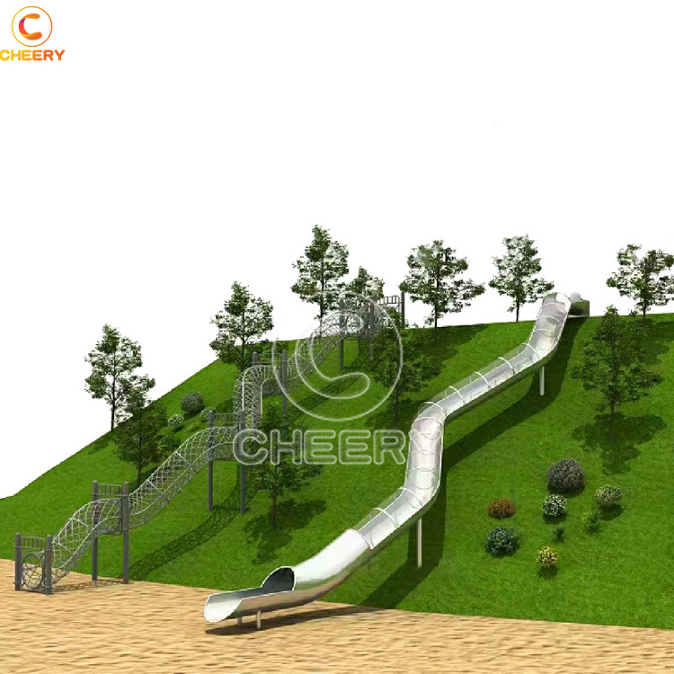 Other amusement park product children outdoor sport games playground slides stainless steel slide for kids play and fitness