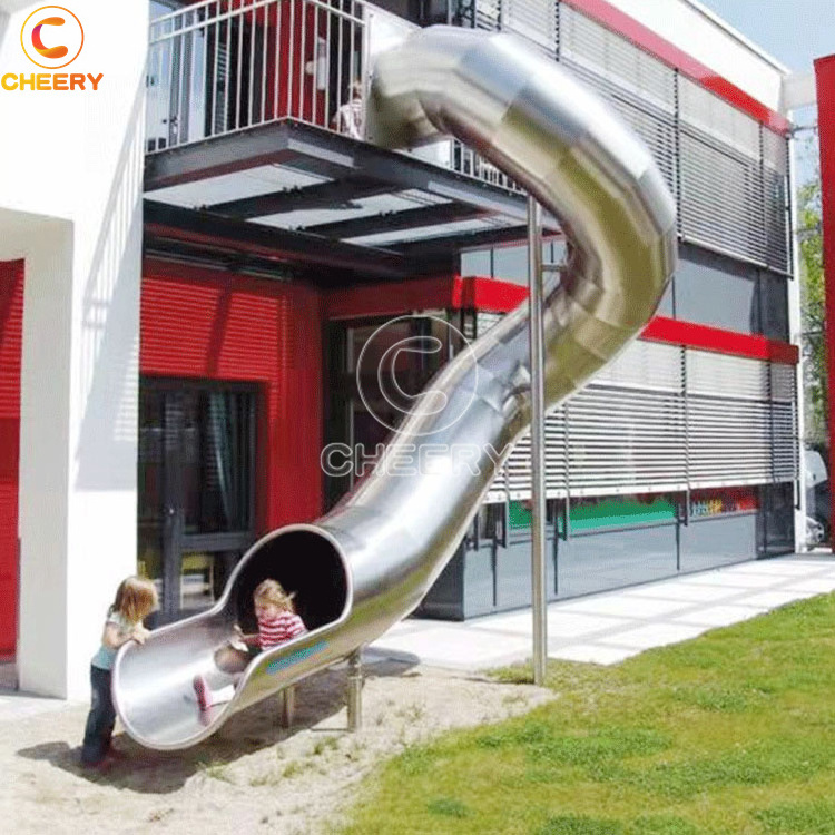 Customized sliding playground large spiral tube metal slide kids indoor outdoor climbing stainless steel slide