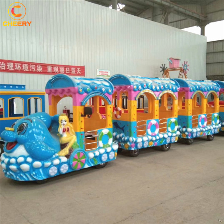 Amusement Park Equipment Ocean Theme Locomotive Electric Trackless Train Kids Adult Rides Train Set