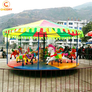 Cheap outdoor playground equipment Simple carousel horse ride kids Christmas merry go round mobile rides for sale