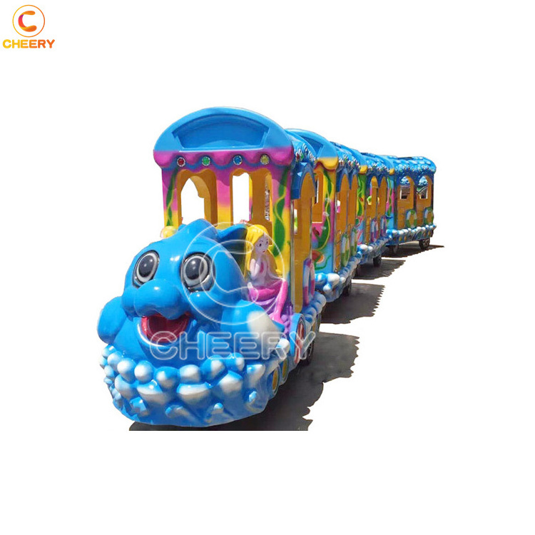 Amusement Park Equipment Ocean Theme Locomotive Electric Trackless Train Kids Adult Rides Train Set