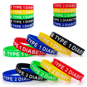 Type one 1 2 two diabetes medical alert custom bracelet  custom rubber band silicone bracelet personalised wristbands