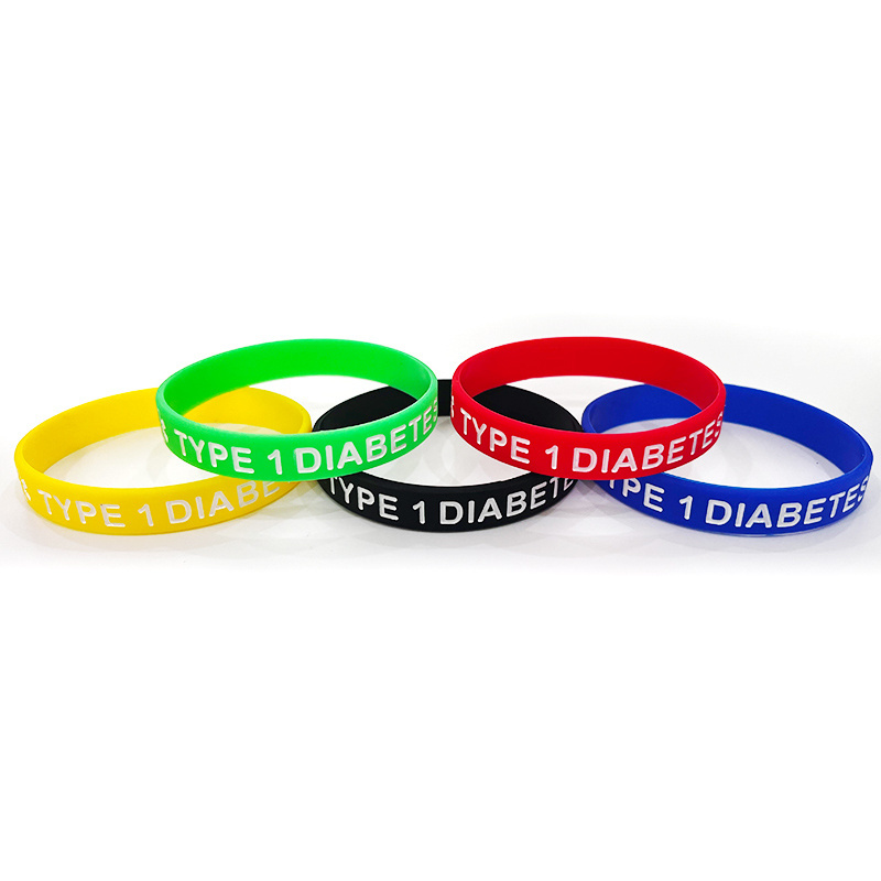 Type one 1 2 two diabetes medical alert custom bracelet  custom rubber band silicone bracelet personalised wristbands