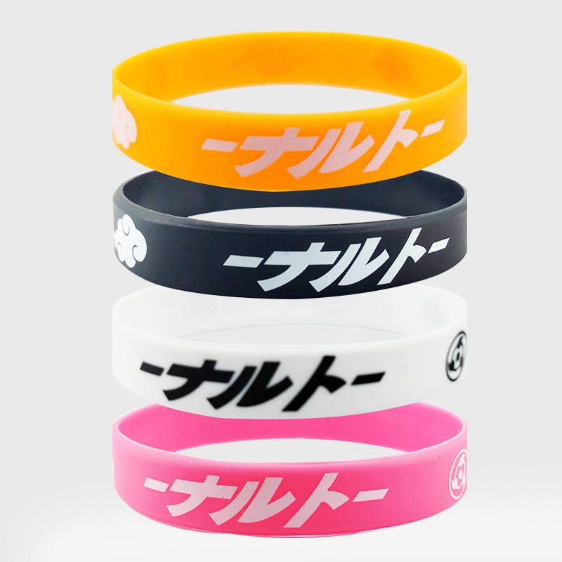 Wholesale Anime cartoon style wristband eco-friendly custom text letter logo rubber bracelet fashion silicone wristband