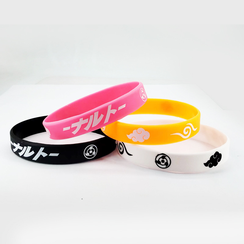 Wholesale Anime cartoon style wristband eco-friendly custom text letter logo rubber bracelet fashion silicone wristband