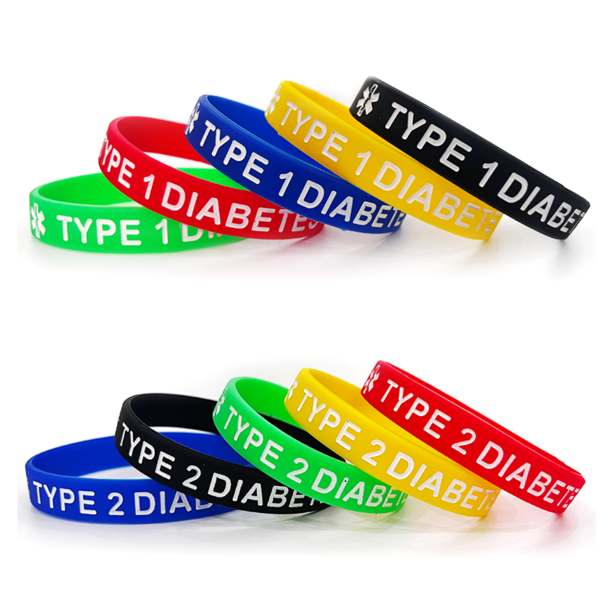 Type one 1 2 two diabetes medical alert custom bracelet  custom rubber band silicone bracelet personalised wristbands