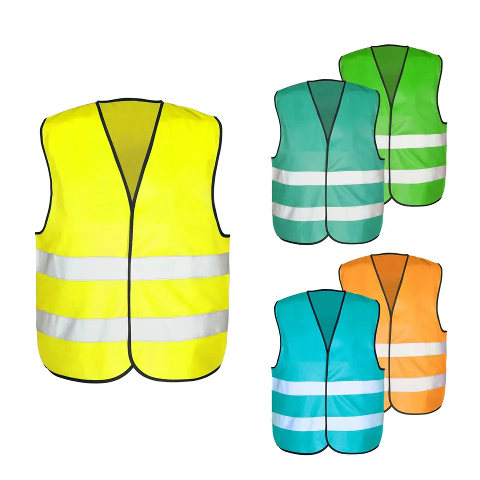 Custom Colorful Construction Workwear Vest Mesh Hi Vis 8Xl Neon Surveyor Blue Reflective Safety Vests Green