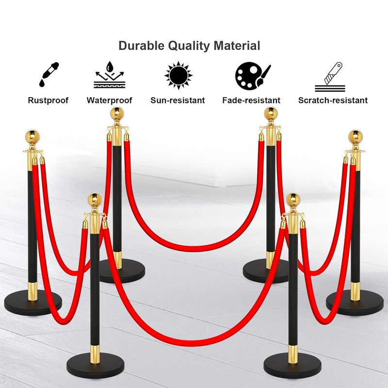 Red Carpet Ropes and Poles, Crowd Control Barrier Stanchion Set for Theater Hotels Clubs Museums