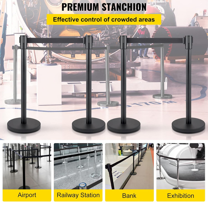 wholesale outdoor public guidance systems black retractable barrier vip stanchion queue stands