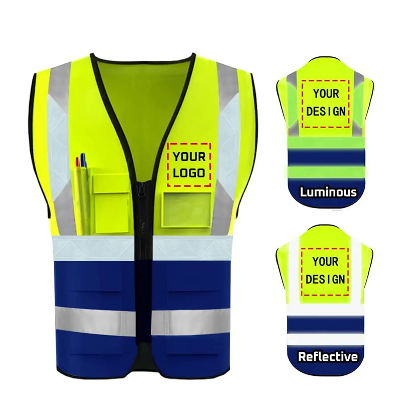 Quality manufacturer wholesale orange green black Hi Vis Reflector Jacket Reflective Safety Vest With Custom Logo