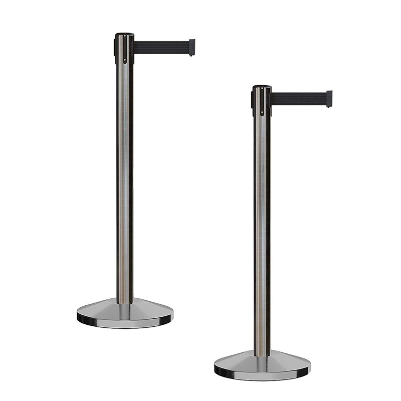 car park belt barrier system stainless steel post stud road safety crowd control