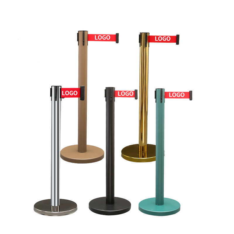 Stainless Steel Plastic Portable Retractable Queue Crowd Control Post Stanchion Q Manager Rope Barrier Pole Barrier Queue Stand