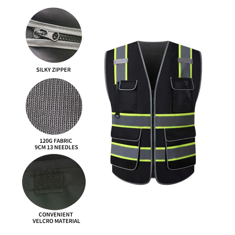 Factory American Style High Quality Hi Vis Reflector Jacket Reflective Safety Vest With Custom Logo Reflective Vest With Pocket