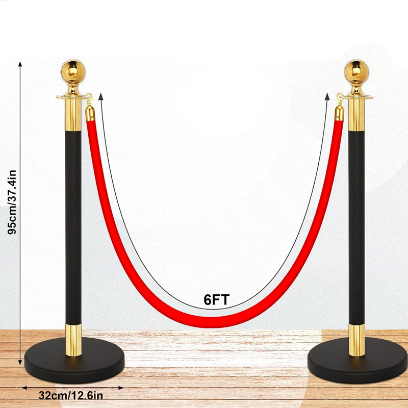 Red Carpet Ropes and Poles, Crowd Control Barrier Stanchion Set for Theater Hotels Clubs Museums