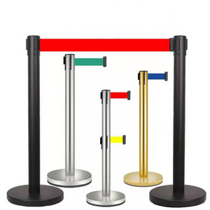 Stainless Steel Plastic Portable Retractable Queue Crowd Control Post Stanchion Q Manager Rope Barrier Pole Barrier Queue Stand