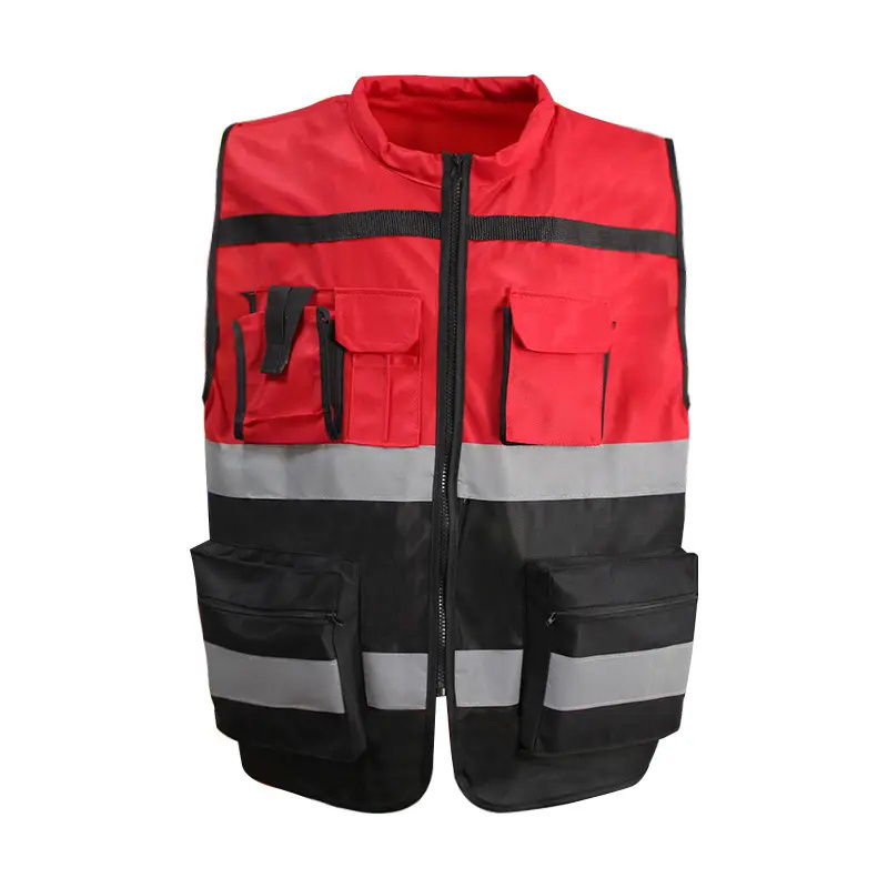 High-visibility Warning vest Road Construction Personnel reflective vest running