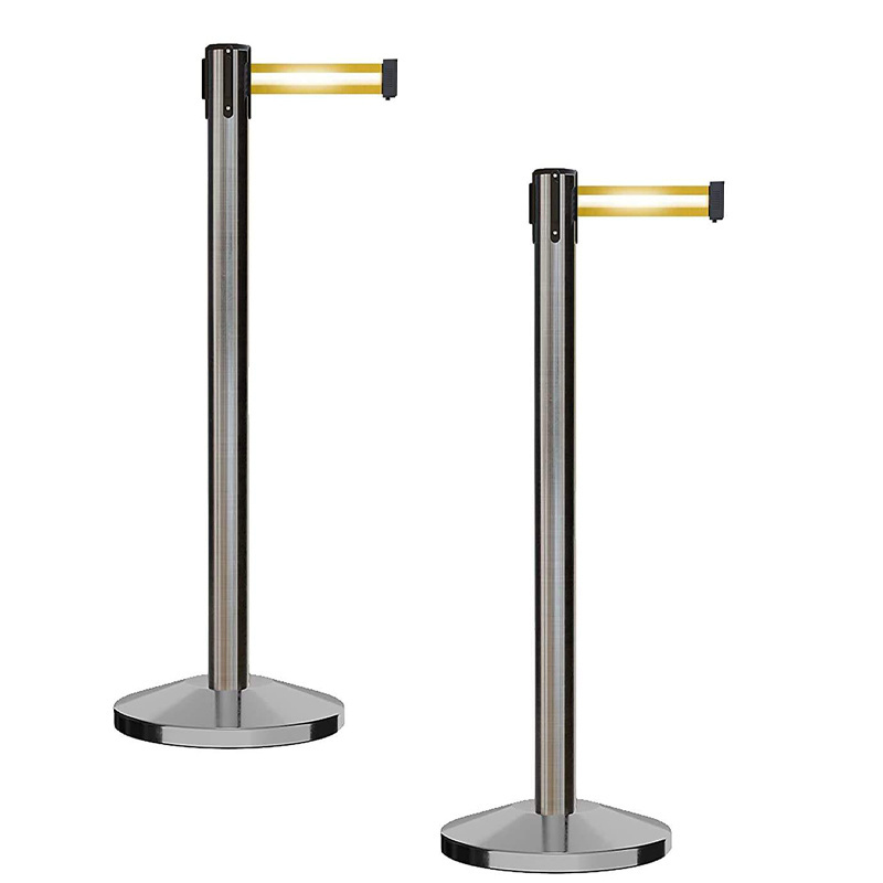 car park belt barrier system stainless steel post stud road safety crowd control