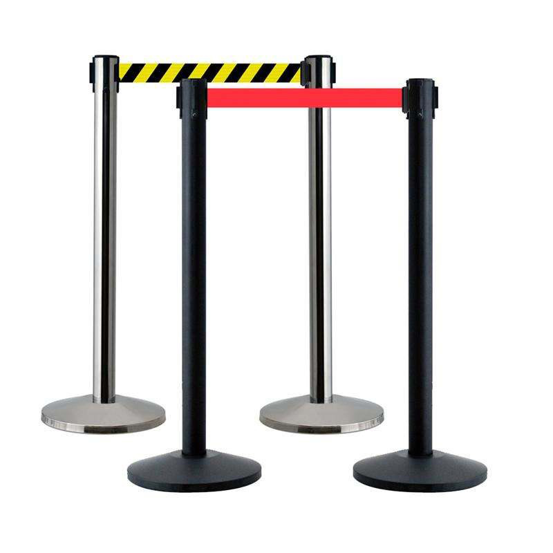 car park belt barrier system stainless steel post stud road safety crowd control