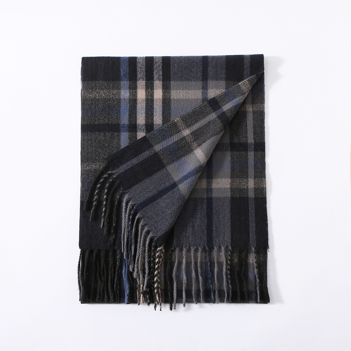 Black and white imitated cashmere men's scarfs Autumn and winter versatile scarf knitting warmth plaid scarves wholesale