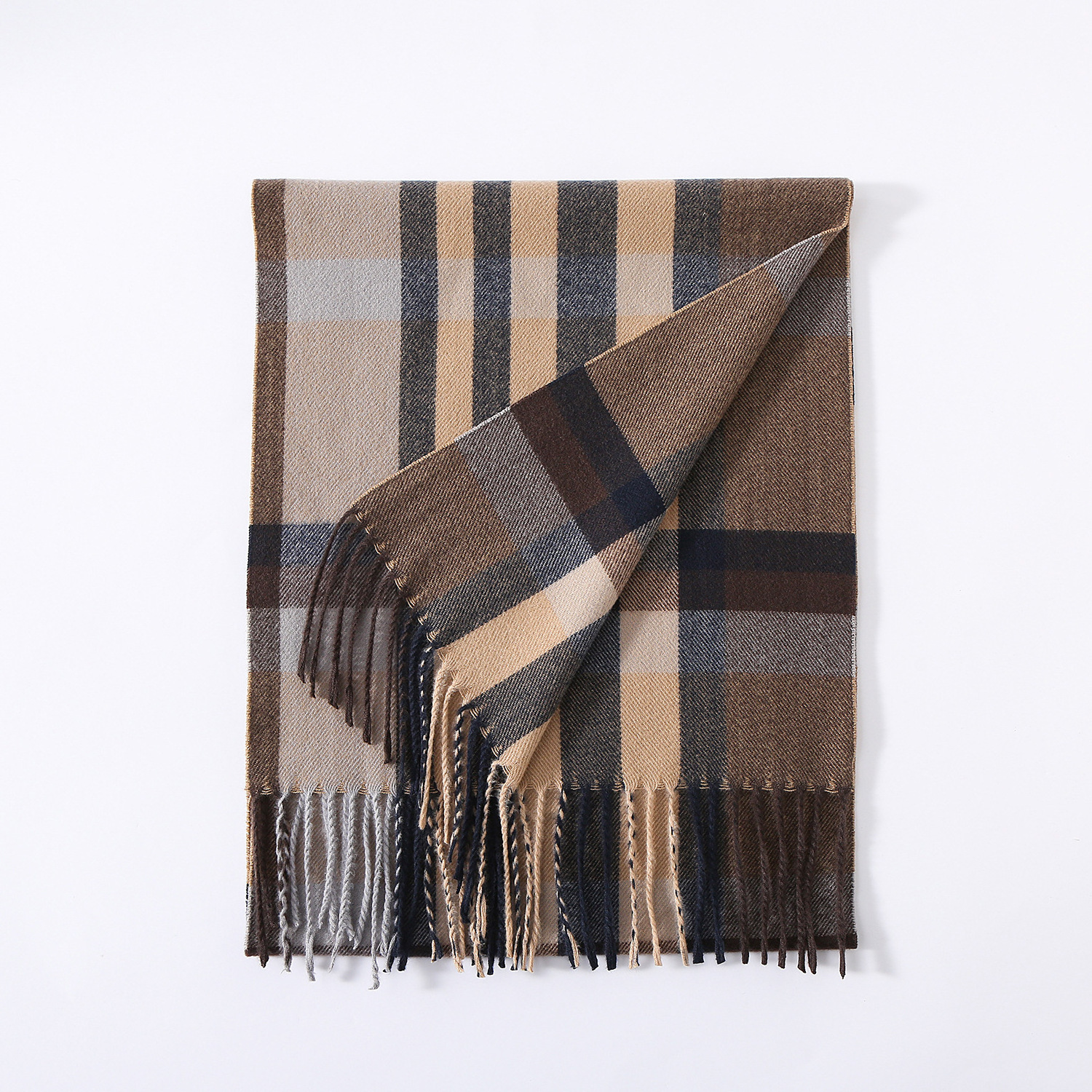 Black and white imitated cashmere men's scarfs Autumn and winter versatile scarf knitting warmth plaid scarves wholesale