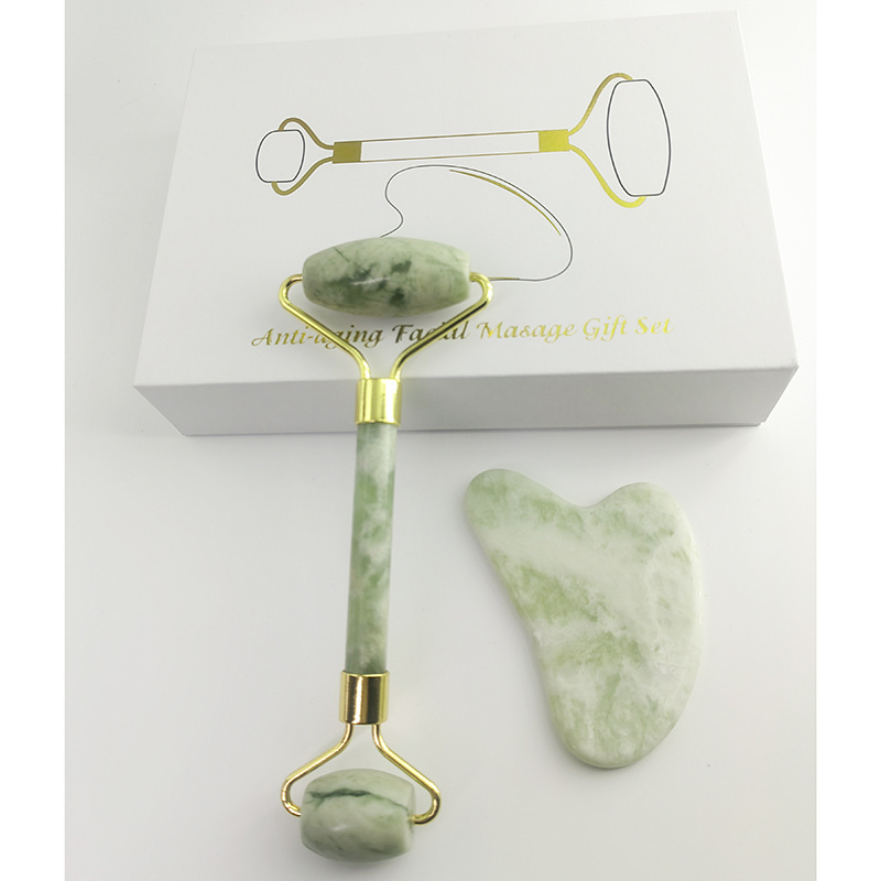 Factory wholesale facial massager rose quartz set anti aging gua sha tool rodillo de jade roller for logo