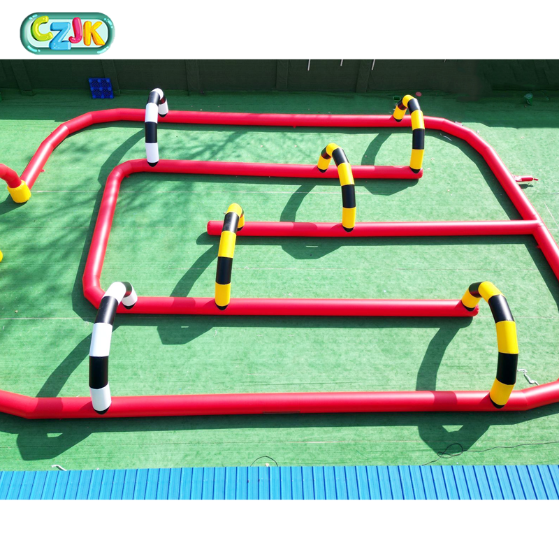 Outdoor kids sport games go kart racing track inflatable race track bumper car race track barriers