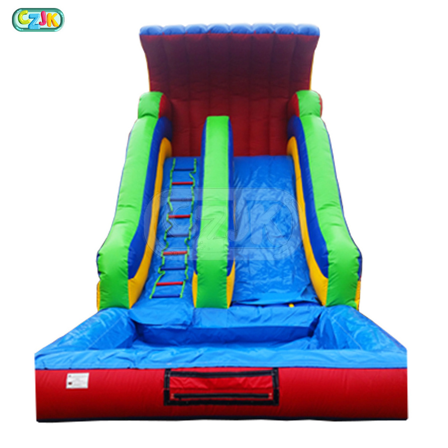 Cheap waterslide commercial inflatable rainbow water slide with pool