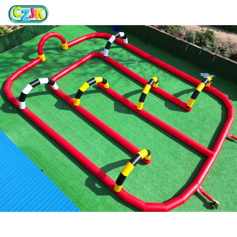 Outdoor kids sport games go kart racing track inflatable race track bumper car race track barriers